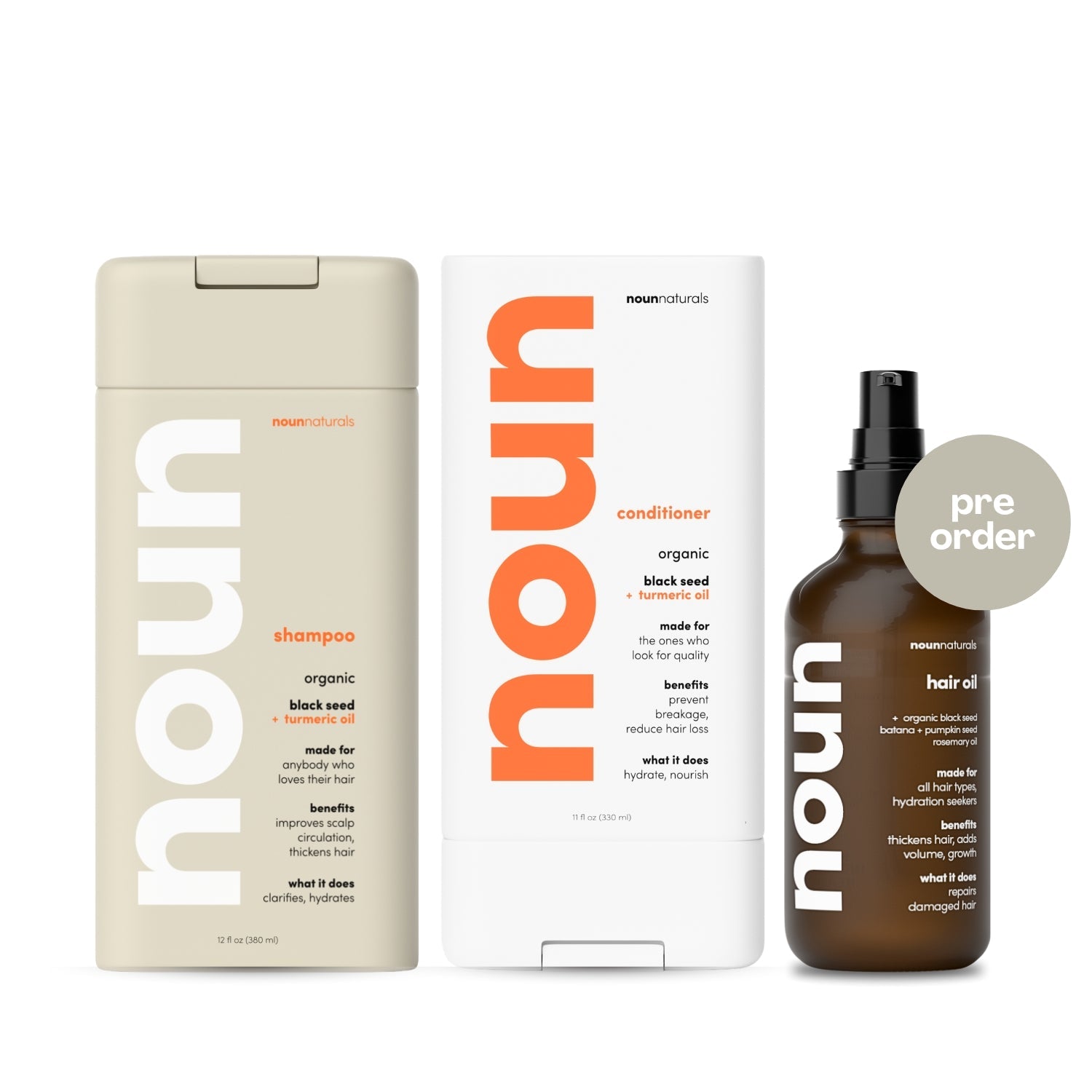 Hair Care Trio - Black Seed & Turmeric Shampoo, Deep Hydrating Conditioner, and Amla +Black seed + Batana + Pumpkin Seed & Rosemary Infused Hair Oil - Noun Naturals Habibi Oil - Habibi Life - Noun Beard Oil - Habibi Oil - Hair Growth Oil