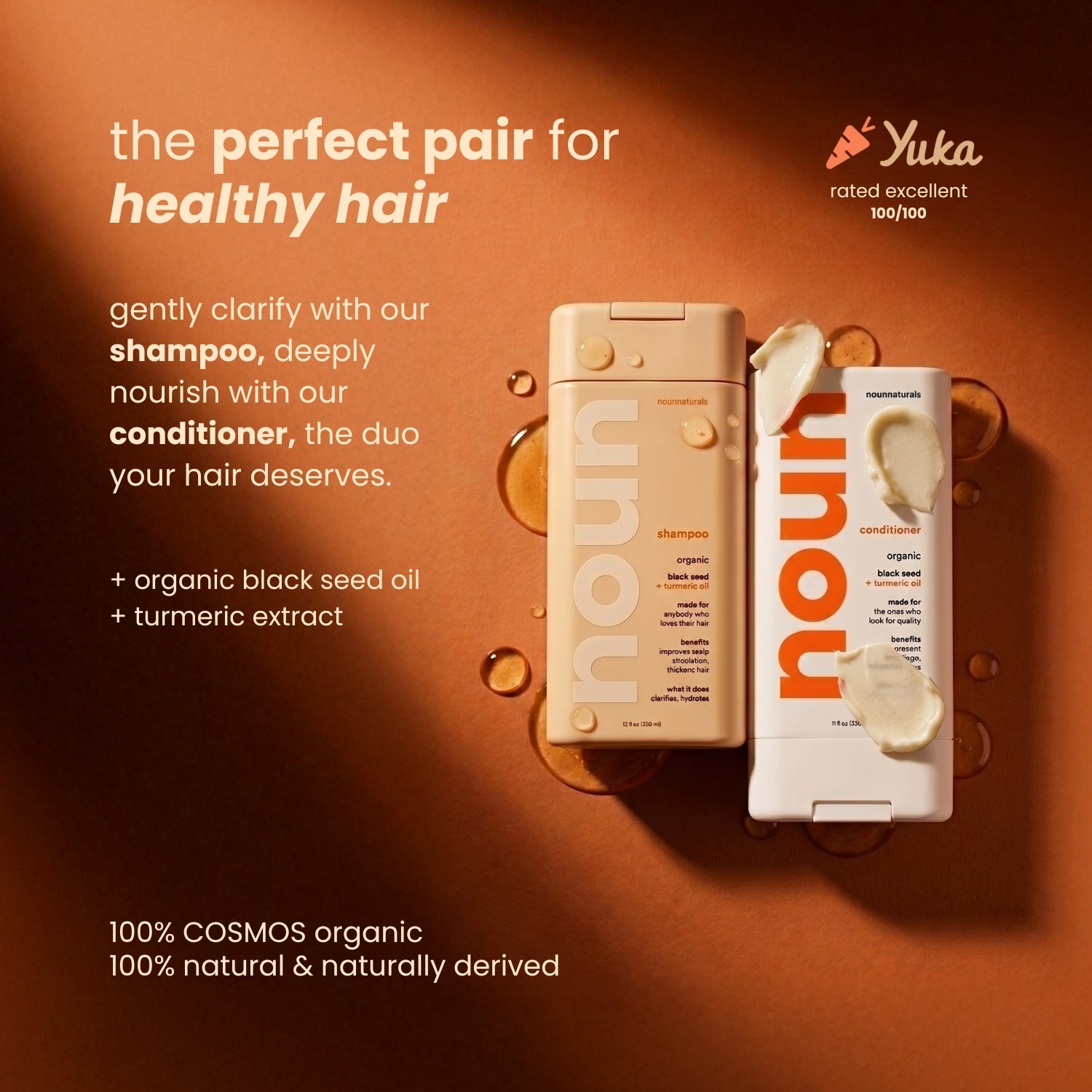Black Seed & Turmeric Hero Duo – Gentle Cleansing Shampoo and Deep Hydrating Conditioner | 100% COSMOS Certified Ingredients