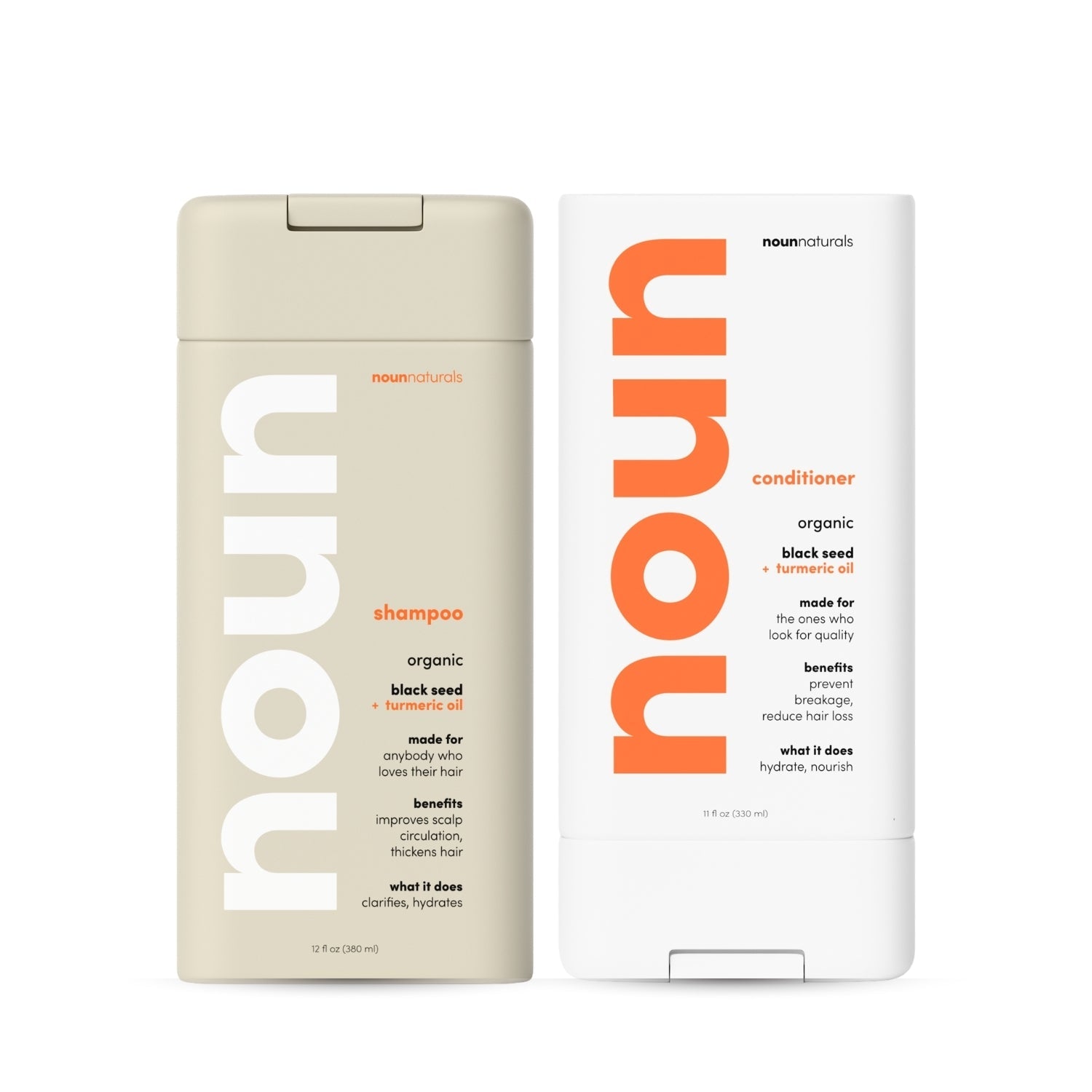 Organic Black Seed & Turmeric Hero Duo – Gentle Cleansing Shampoo and Deep Hydrating Conditioner | 100% COSMOS Certified Ingredients - Noun Naturals Habibi Oil - Habibi Life - Noun Beard Oil - Habibi Oil - Hair Growth Oil